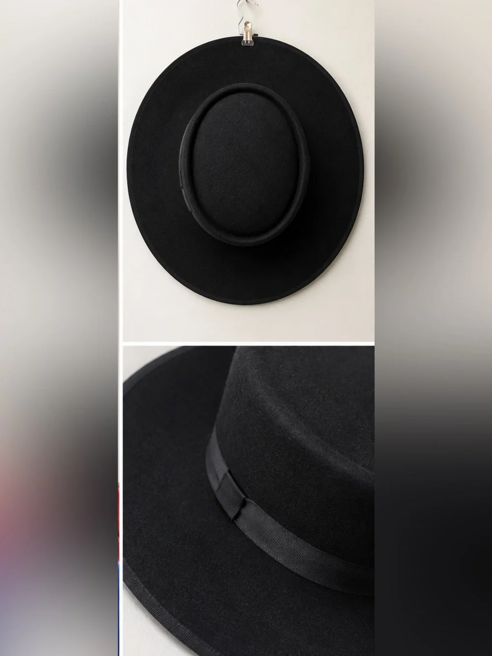 Black Wide Brim Wool Hat